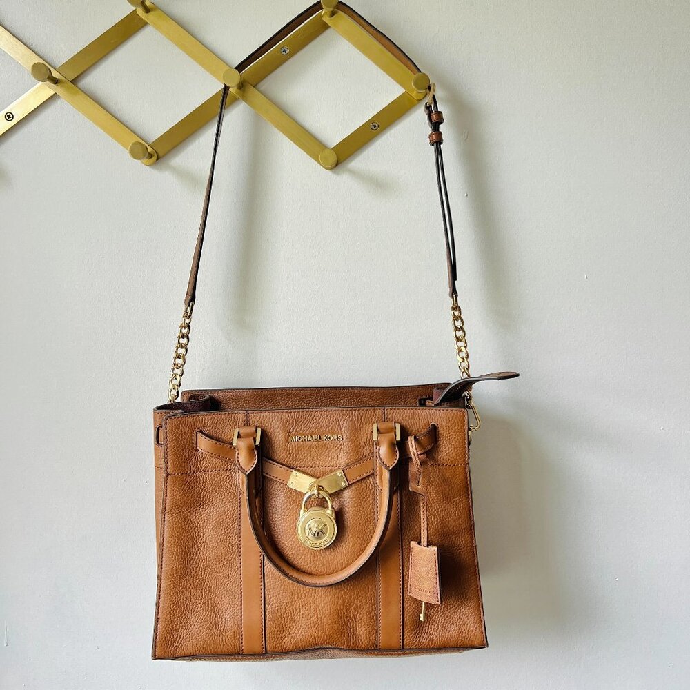 Michael Kors leather lock and key tote with chain strap